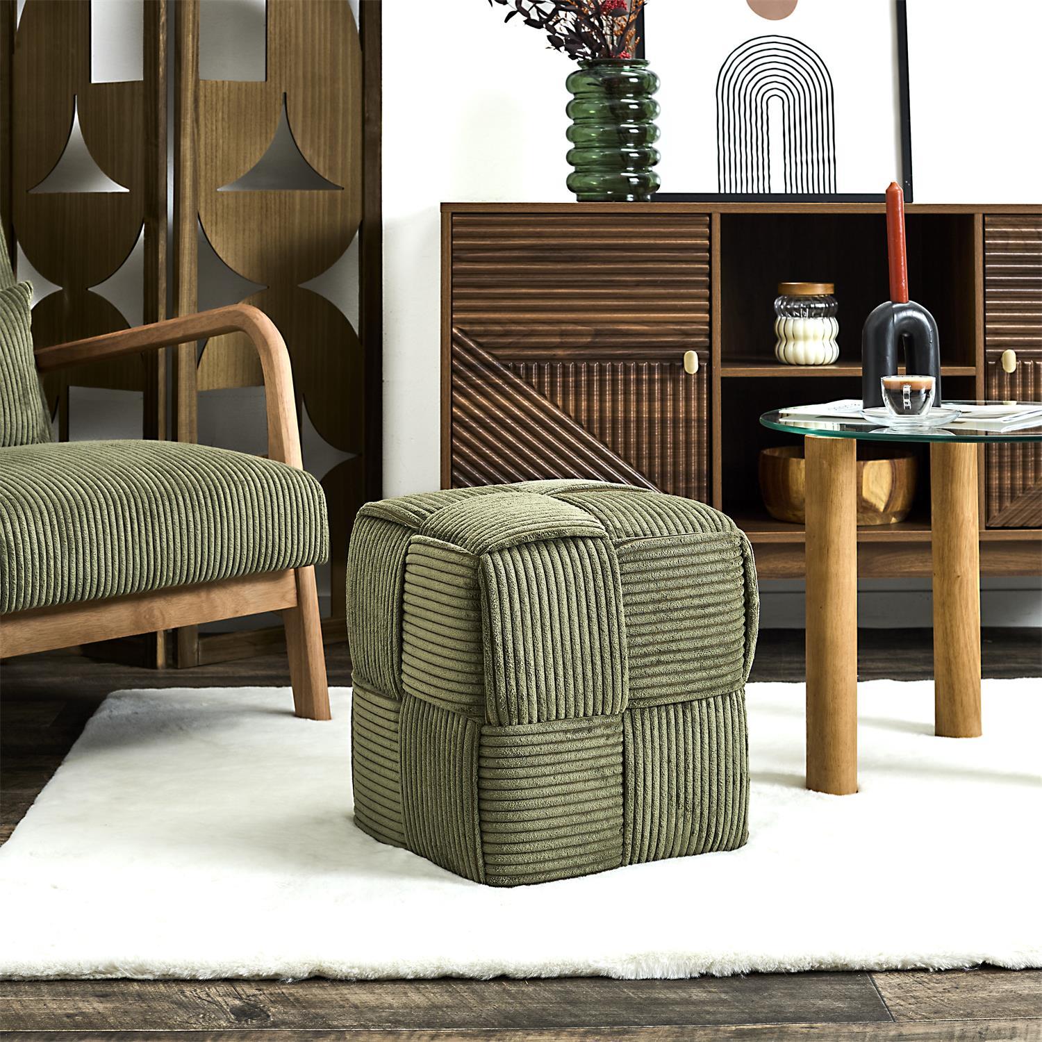 SCOTT POUF COTELE TRESSE VERT