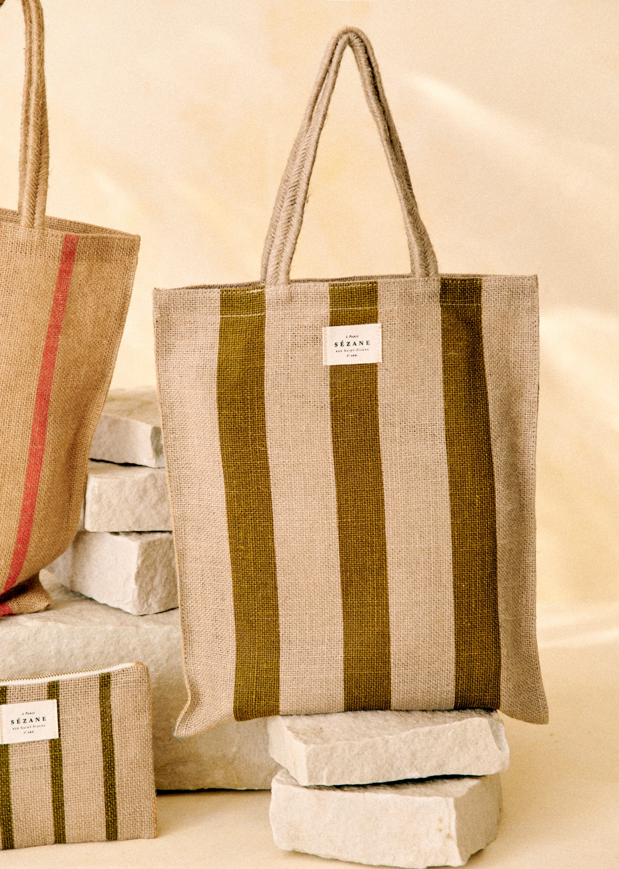 Petit Cabas Jute - Rayures kaki - SACS/NEW SACS Nos Paniers 5906417