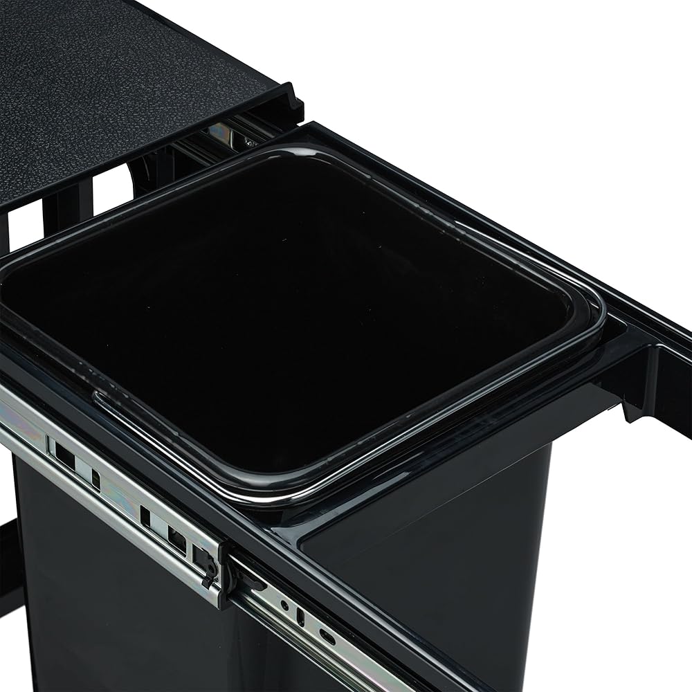 relaxdays poubelle encastrable coulissante, 2 bacs, système de trie pour le sous-évier, 2x8 l, 35,5 x 25 x 47 cm, noir : Cuisine et Maison