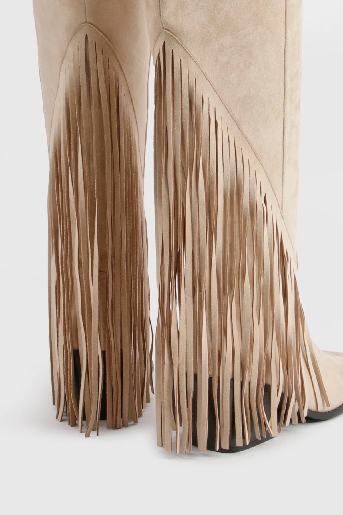 boohoo Bottes De Cowboy Western À Pompons Coupe Large