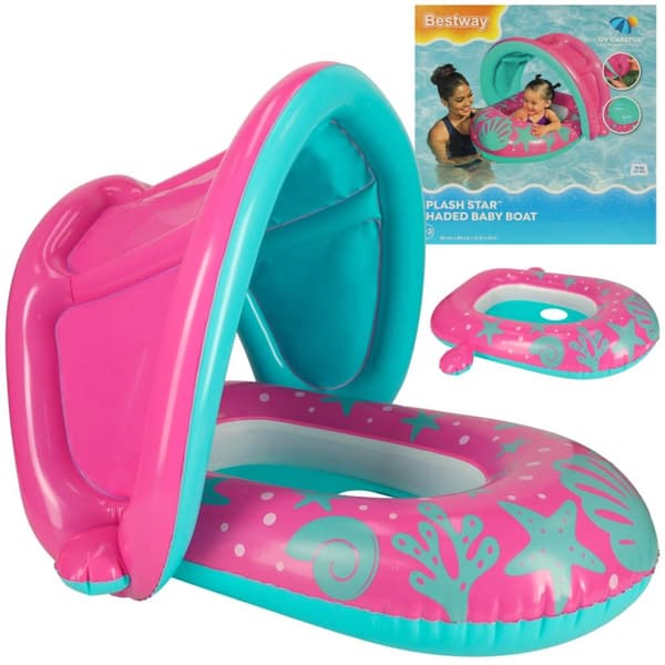 BESTWAY 34091 Oppblåsbar pontong med baldakin rosa