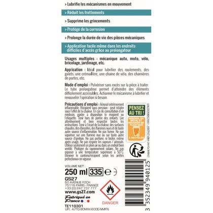 Lubrifiant GS27 Huile Multi-Usages - Anti-Friction Universel