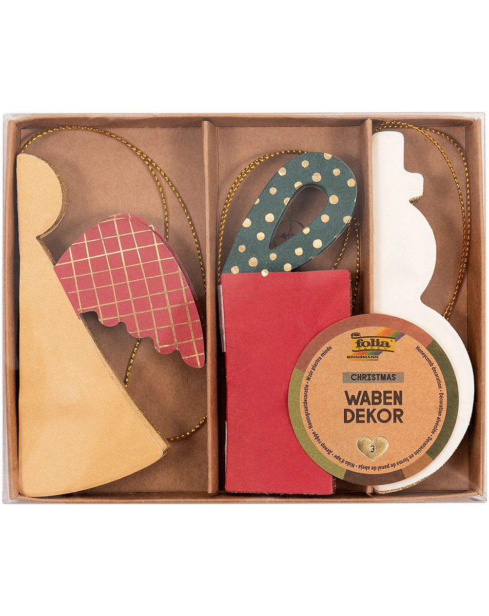 Wabendekor CHRISTMAS 3-teilig mit Glitter