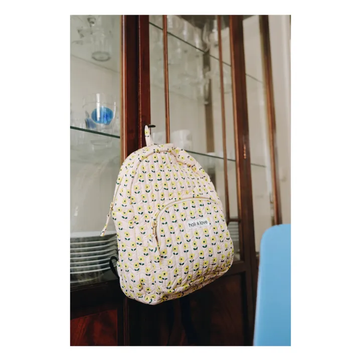 Holi & Love Sac à Dos Fleurs Coton Bio | Rose pêche