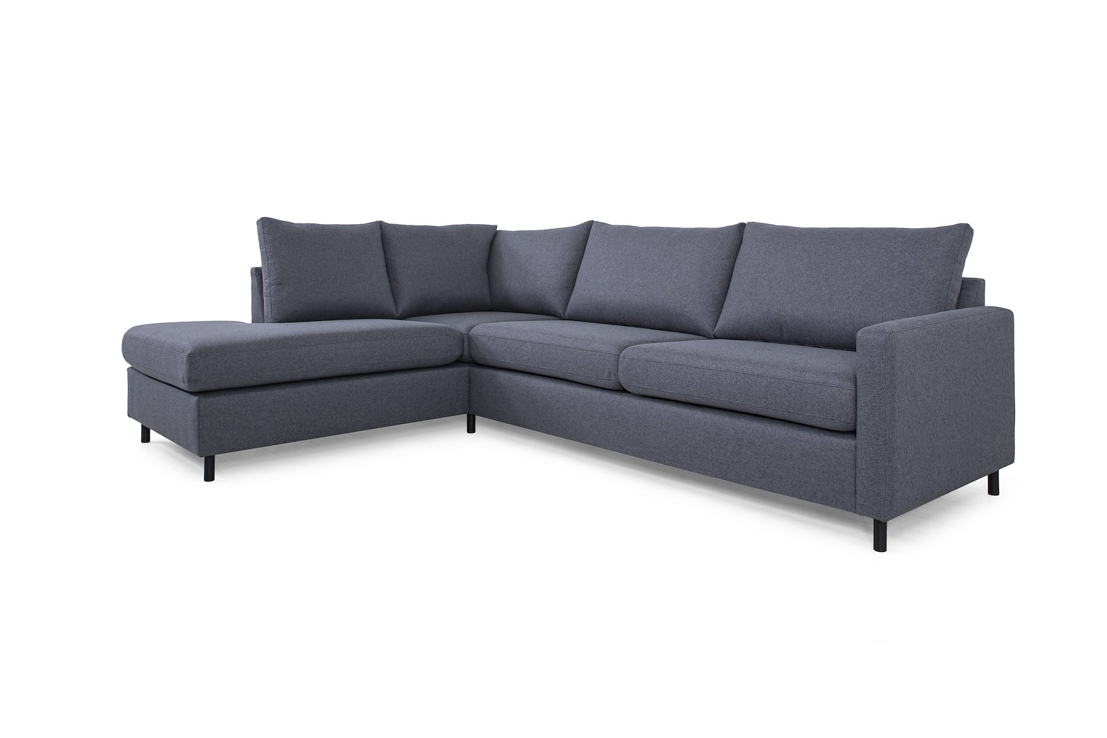 Tempo hjørnesofa Oppsett 11L 3-seter med åpen ende venstre. Tekstil Herbi 30 Dark Grey med sorte ben