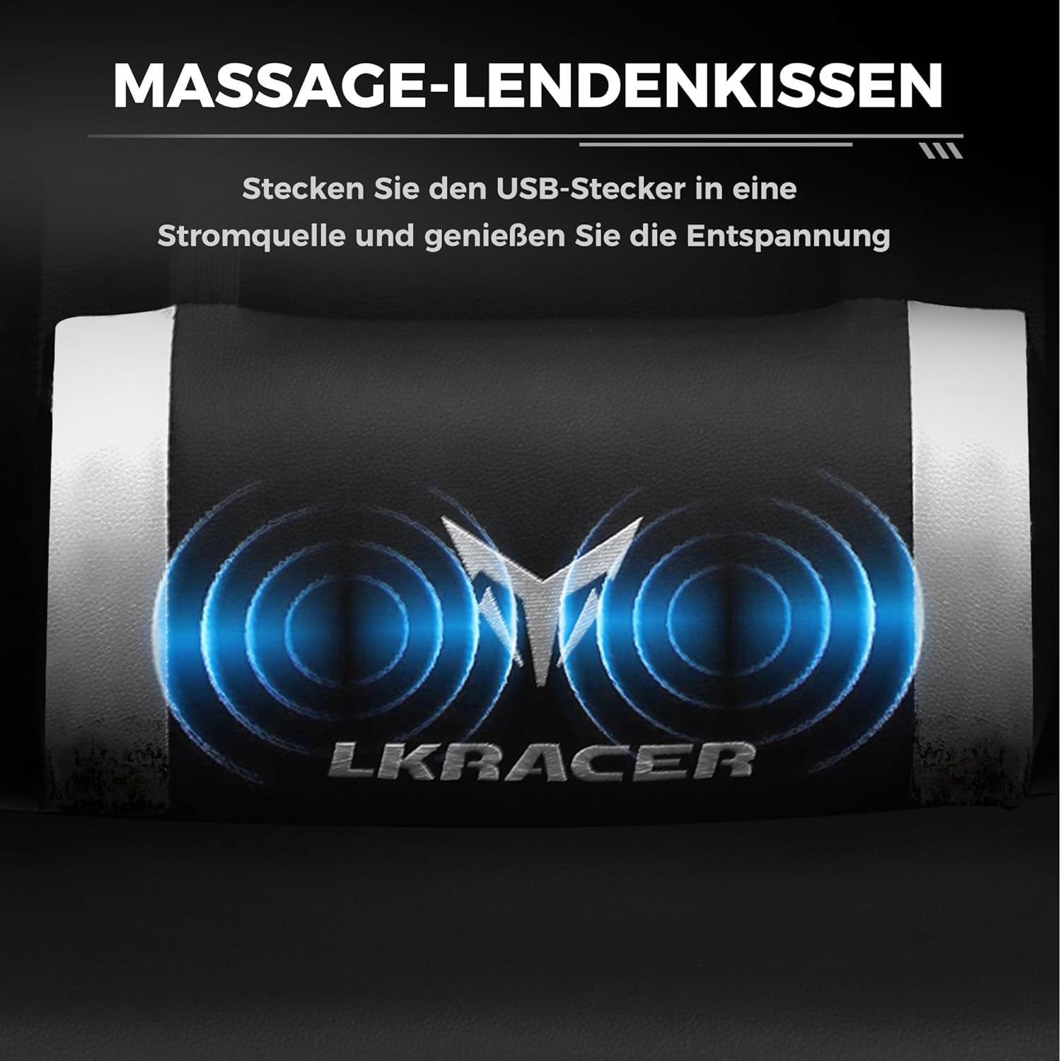 GTPLAYER Gaming Stuhl Bürostuhl Massage Gaming Sessel Ergonomischer Gamer Stuhl, Kopfstütze Massage-Lendenkissen, Gepolstert Gaming Chair, Drehsessel, weiß