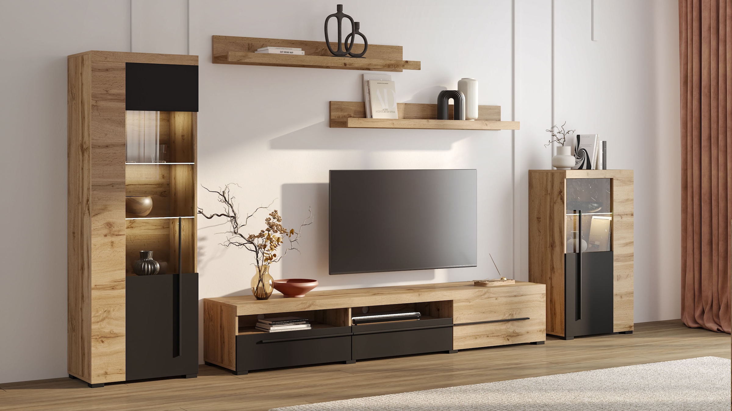 INOSIGN Wohnwand »Roger,Breite 270 cm moderne Mediawand ohne Beleuchtung« Set, 5 Stk. tlg.