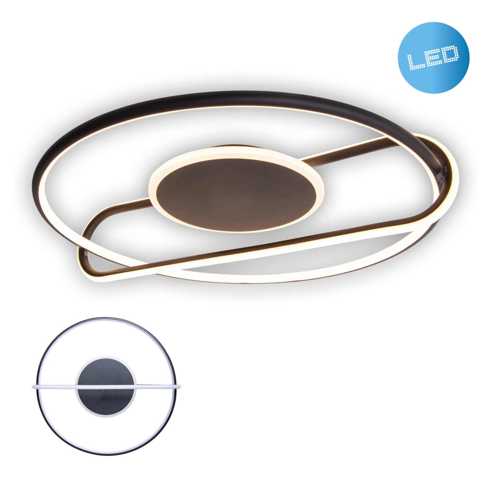 LED-Deckenleuchte BRENDAN - schwarz - Ø 54 cm