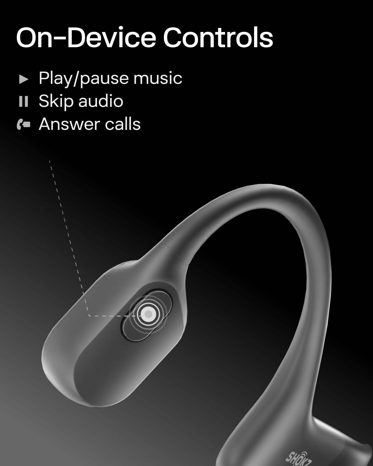 SHOKZ OpenRun Mini Casque à Conduction osseuse, écouteurs Bluetooth Oreilles Libres pour Le Sport avec Micro, Casque sans Fil étanche IP67, 8 Heures d’autonomie, Bandeau de Sport, Noir