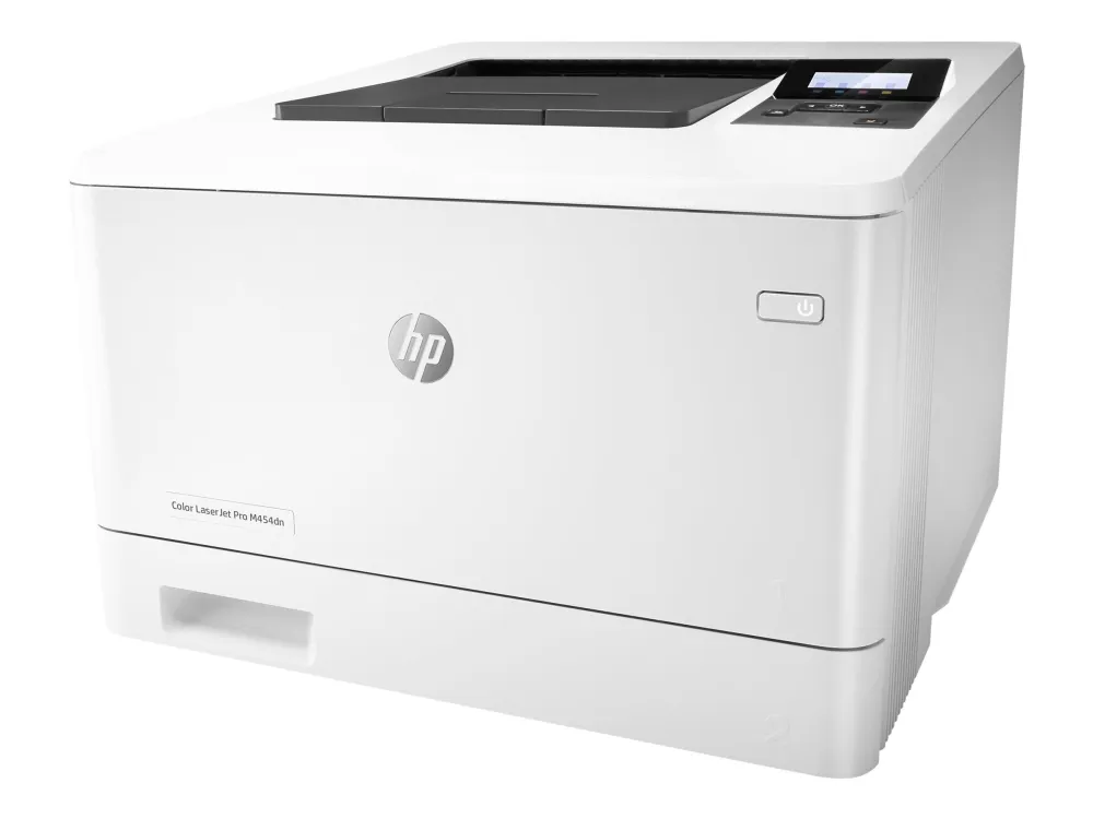 HP Color LaserJet Pro M454dn - Printer - farve - Duplex - laser - A4/Legal - 38.400 x 600 dpi - op til 27 spm (mono) / op til 27 spm (farve) - kapacitet: 300 ark - USB 2.0, Gigabit LAN, USB vært