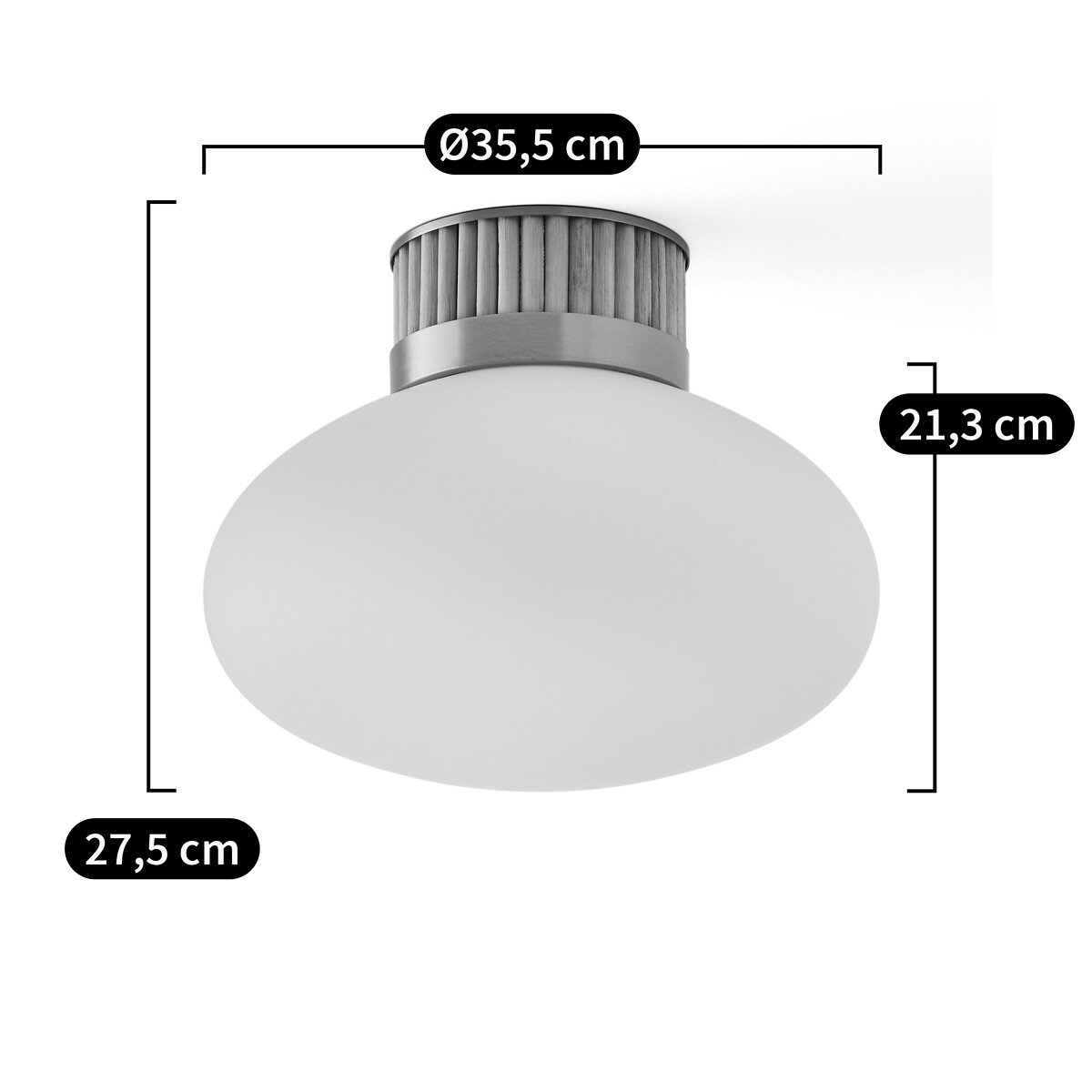 LA REDOUTE INTERIEURS<br>Luminária de teto em latão, bambu e vidro opalino, Dolce