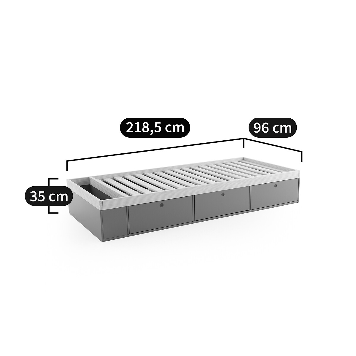 LA REDOUTE INTERIEURS<br>Cama de pinho com gavetas de arrumação, Bloky