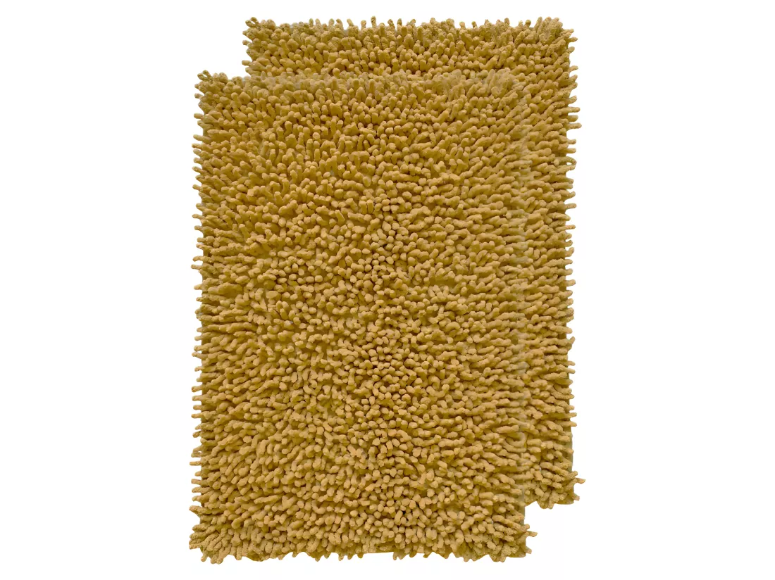 Lot 2 tapis de salle de bain 40 x 60 cm en coton moutarde - NAPOLEON