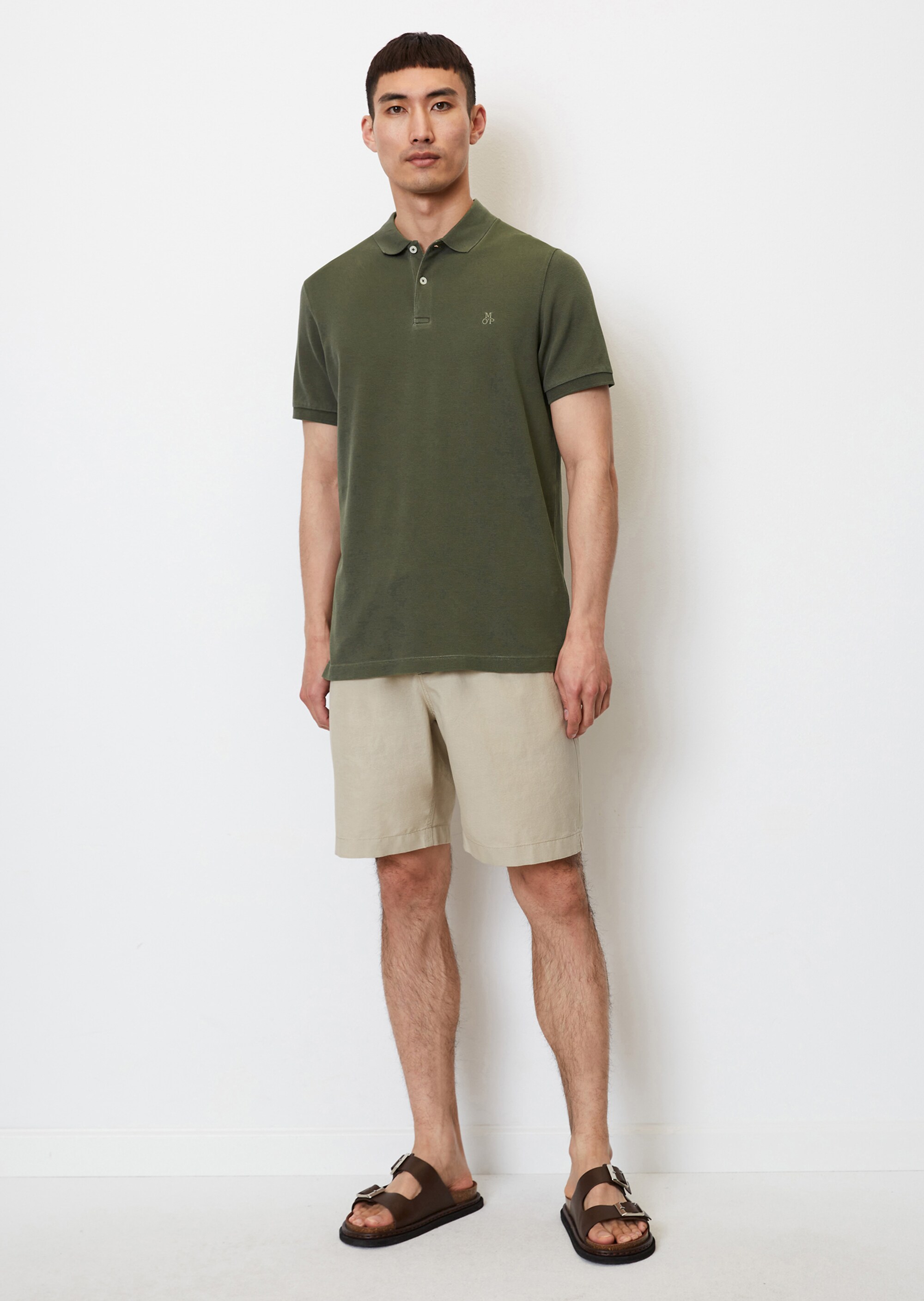 Kurzarm-Poloshirt Piqué shaped aus Organic Cotton-Stretch