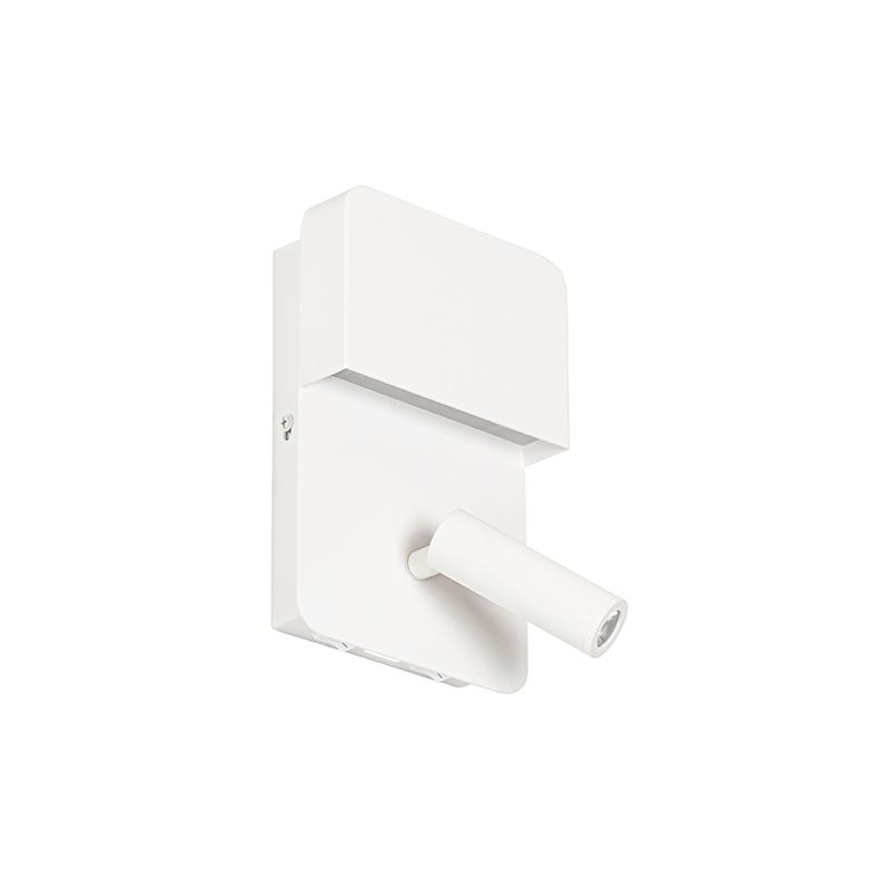 Wandlamp wit incl. LED met USB en leeslamp met schakelaar - Robin