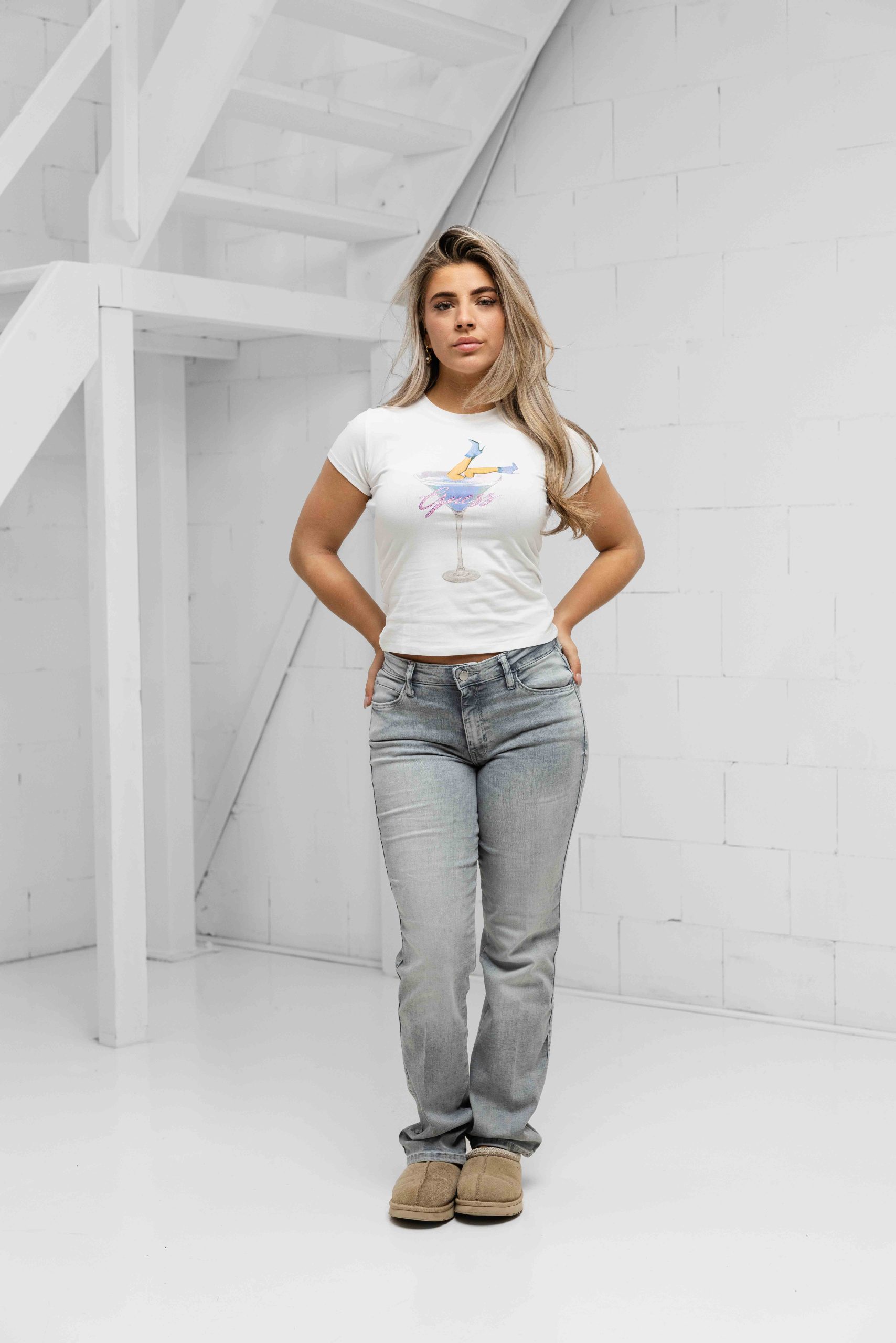 Guess Tini Boots T-Shirt Dames Wit