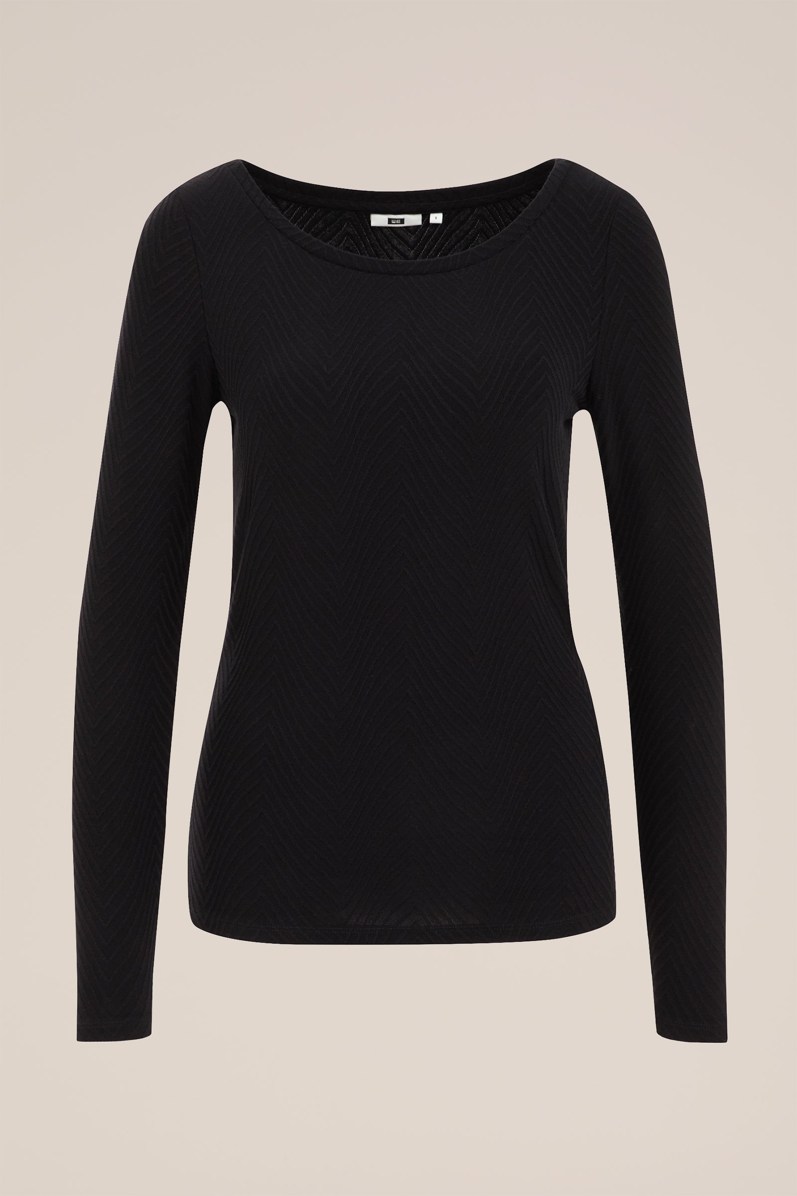 T-shirt met structuur WE Fashion Zwart