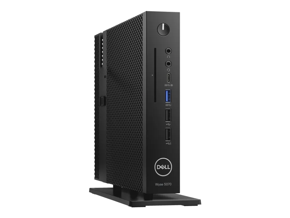 Dell Wyse 5070 - Tynd klient - DTS - 1 x Celeron J4105 / op til 2.5 GHz - RAM 4 GB - flash - eMMC 32 GB - UHD Graphics 600 - Gigabit Ethernet - Wyse Thin OS 9 with PCoIP - skærm: ingen - sort - BTP - med 3 års Dell ProSupport