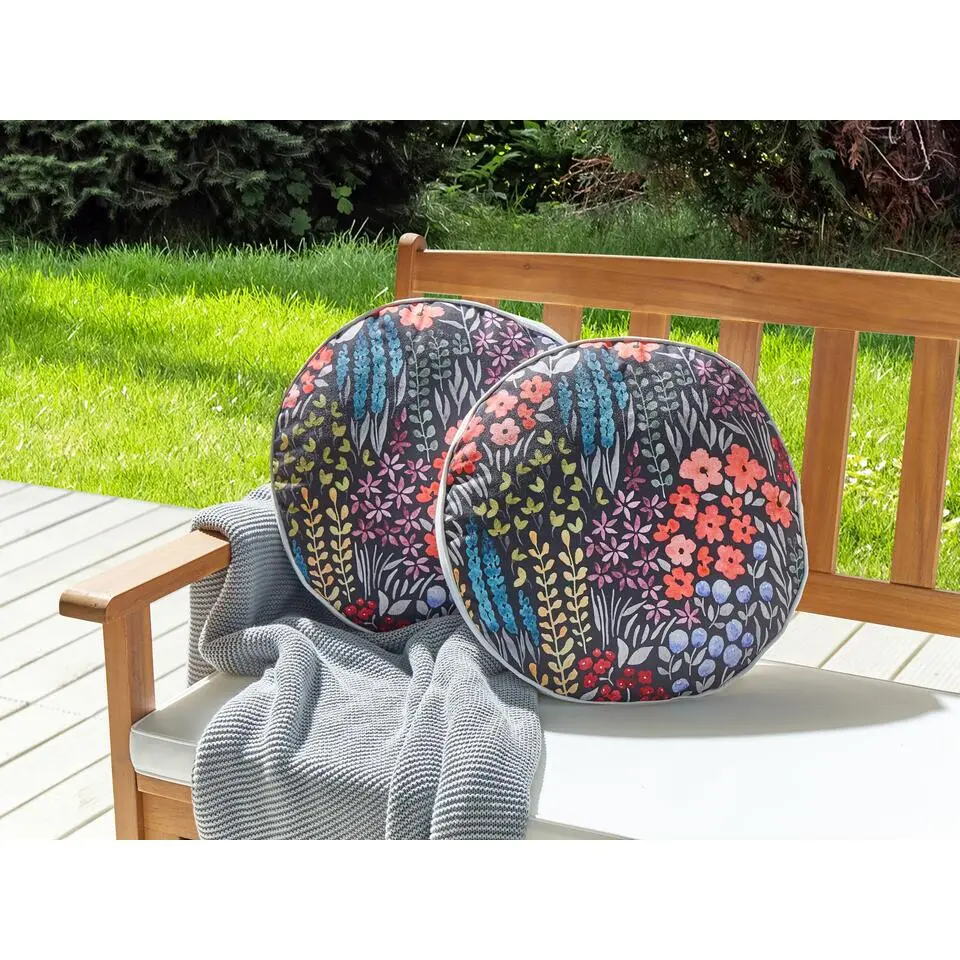 CASTELARO - Tuinkussen set van 2 - Meerkleurig - ⌀ 40 cm - Polyester