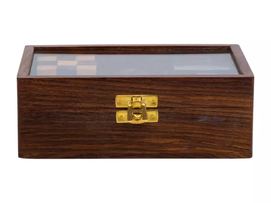 Jeu de 6 casse-têtes dans une boîte en bois marron 17,5x12x6h
