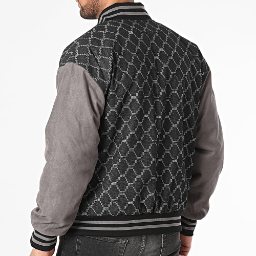 Veste Teddy Gris Noir