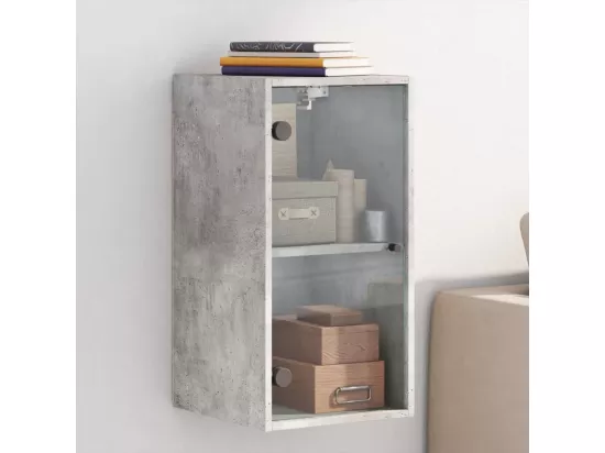 Armoire murale avec portes en verre gris béton 35x37x68,5 cm