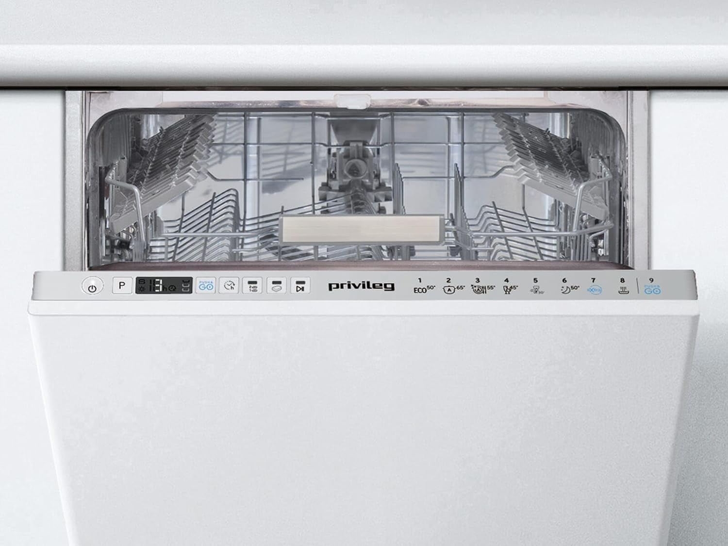 Privileg RSIO 3T224 E Vollintegrierbarer Geschirrspüler 45 cm / Push&Go / eXtra Programm / Startzeitvorwahl / Halbe Beladung / Automatik-Programm / Vollwasserschutz