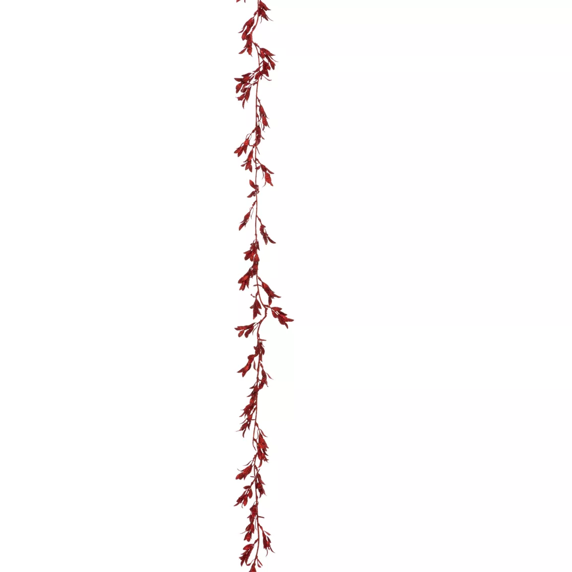 Guirlande de Noël (180 cm) Feuilles pailletées Rouge