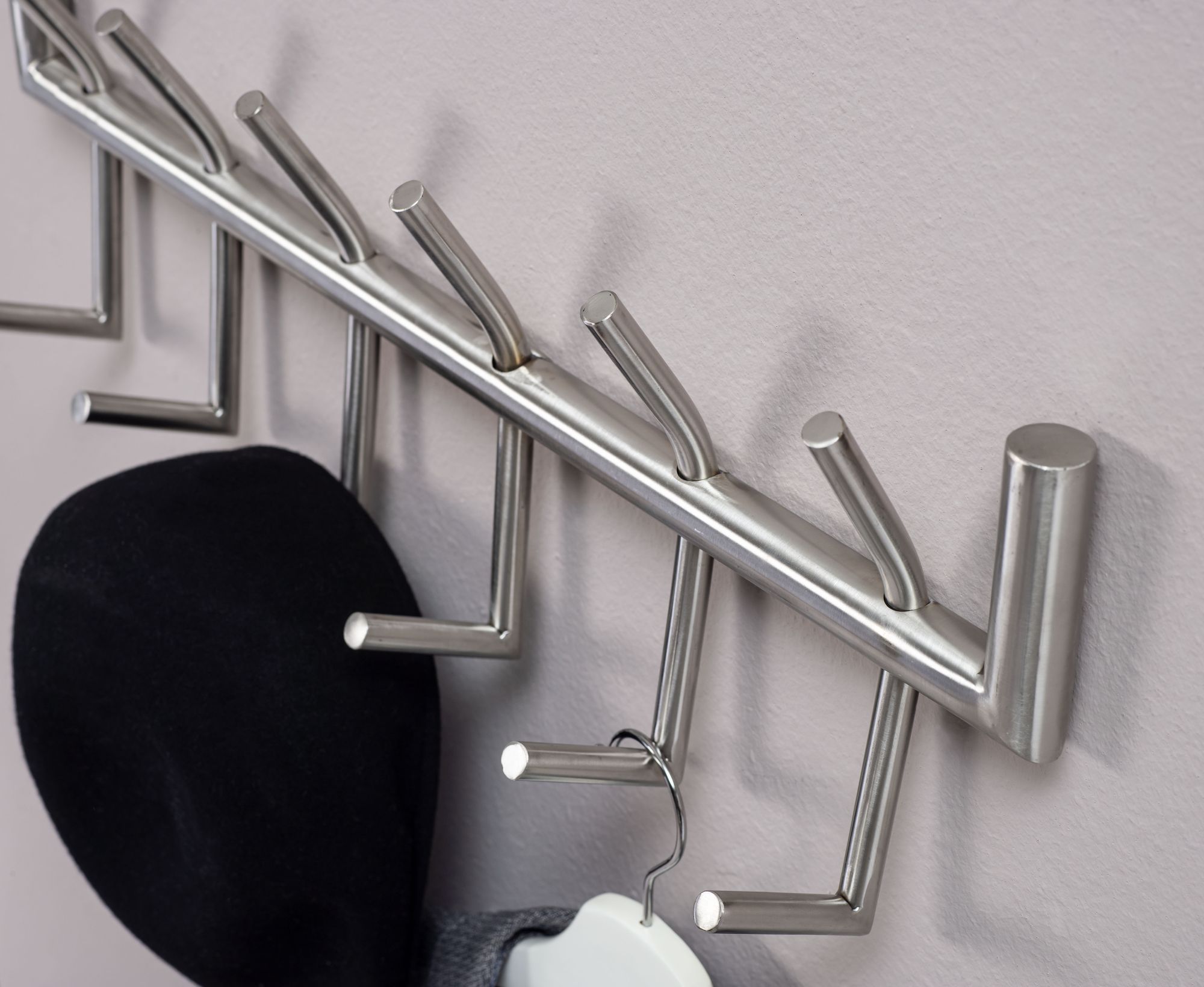Wandgarderobe FineBuy Garderobe Metall 60 cm Silber Flur Hakenleiste Paneel