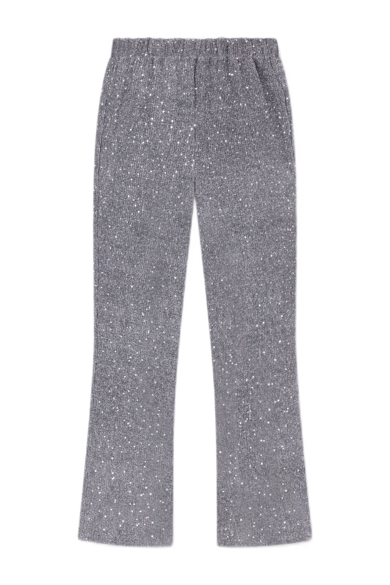 Alix the Label wide leg high waist broek zilver met pailletten