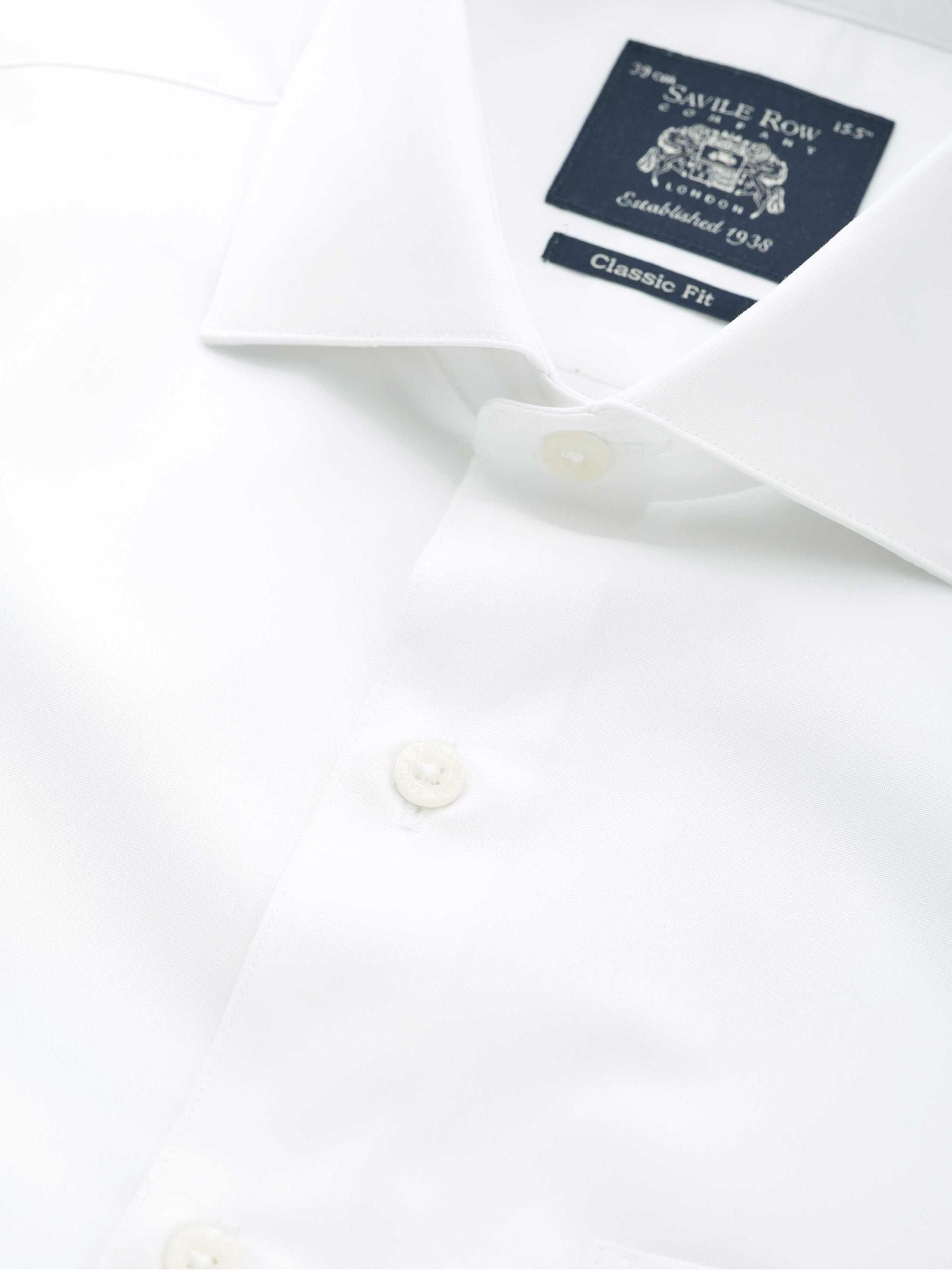 Savile Row Company Classic Fit Cotton Poplin Single Cuff White Formal Shirt