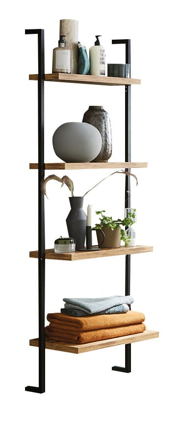 puris Regal 50 x 160 cm Gestell Schwarz matt/ Böden Hunton Eiche