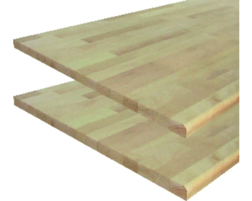 Werkblad van massief natuurlijk beukenhout, klasse B/C 1, met afgeronde lange kanten, vingerlasverbinding, 2400x600x18mm