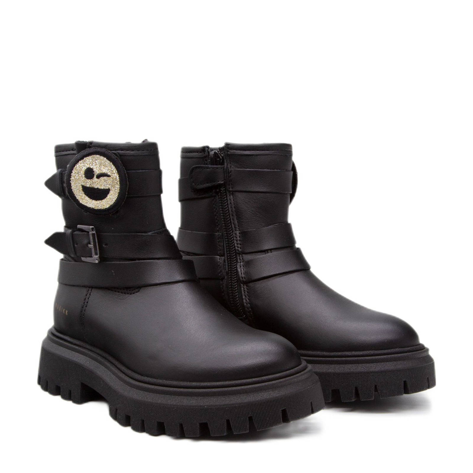 Nubikk Fae Maryn Jr  chunky leren enkelboots zwart