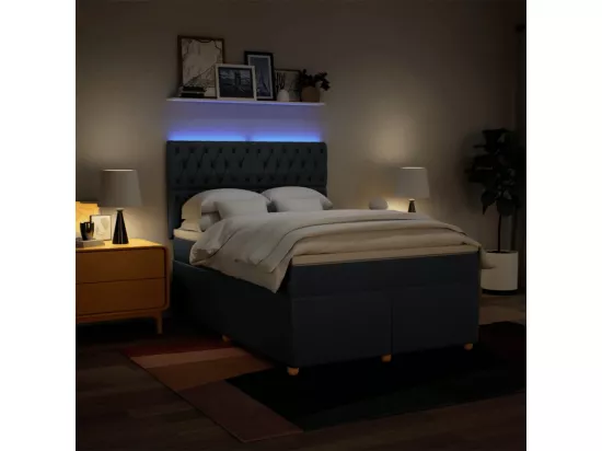 Sommier à lattes de lit avec matelas Bleu 160x200 cm Tissu