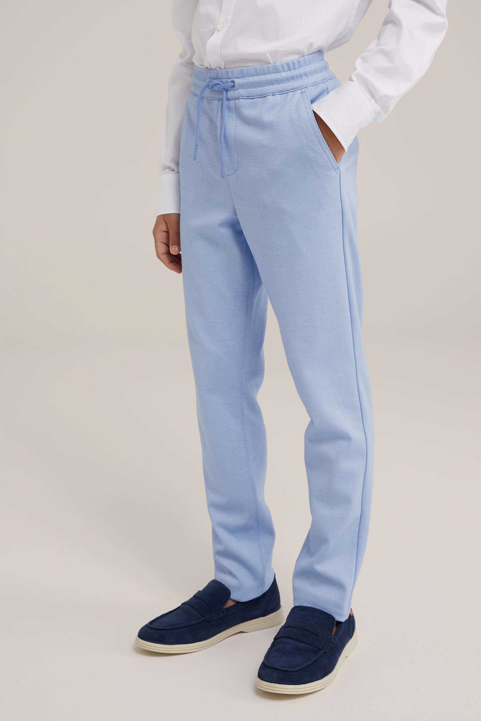 Jongens slim fit pantalon WE Fashion Pastelblauw