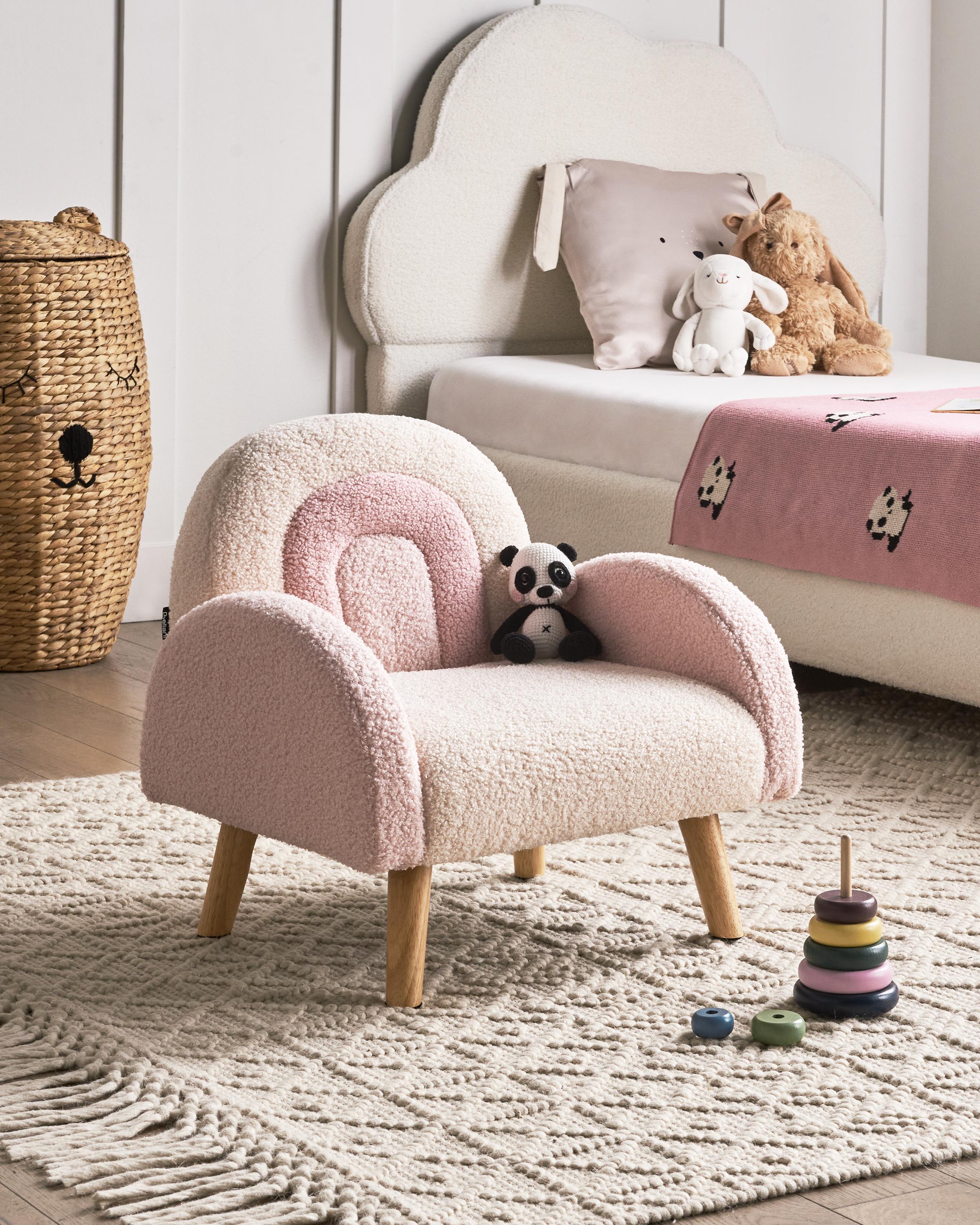 Kinderfauteuil Regenboog OMBO Bouclé Pastelroze