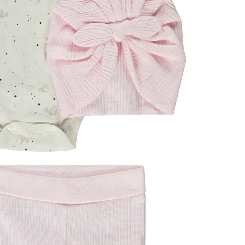 Lot de 2 ensembles 3 pièces interchangeables pour bébé fille - Rose