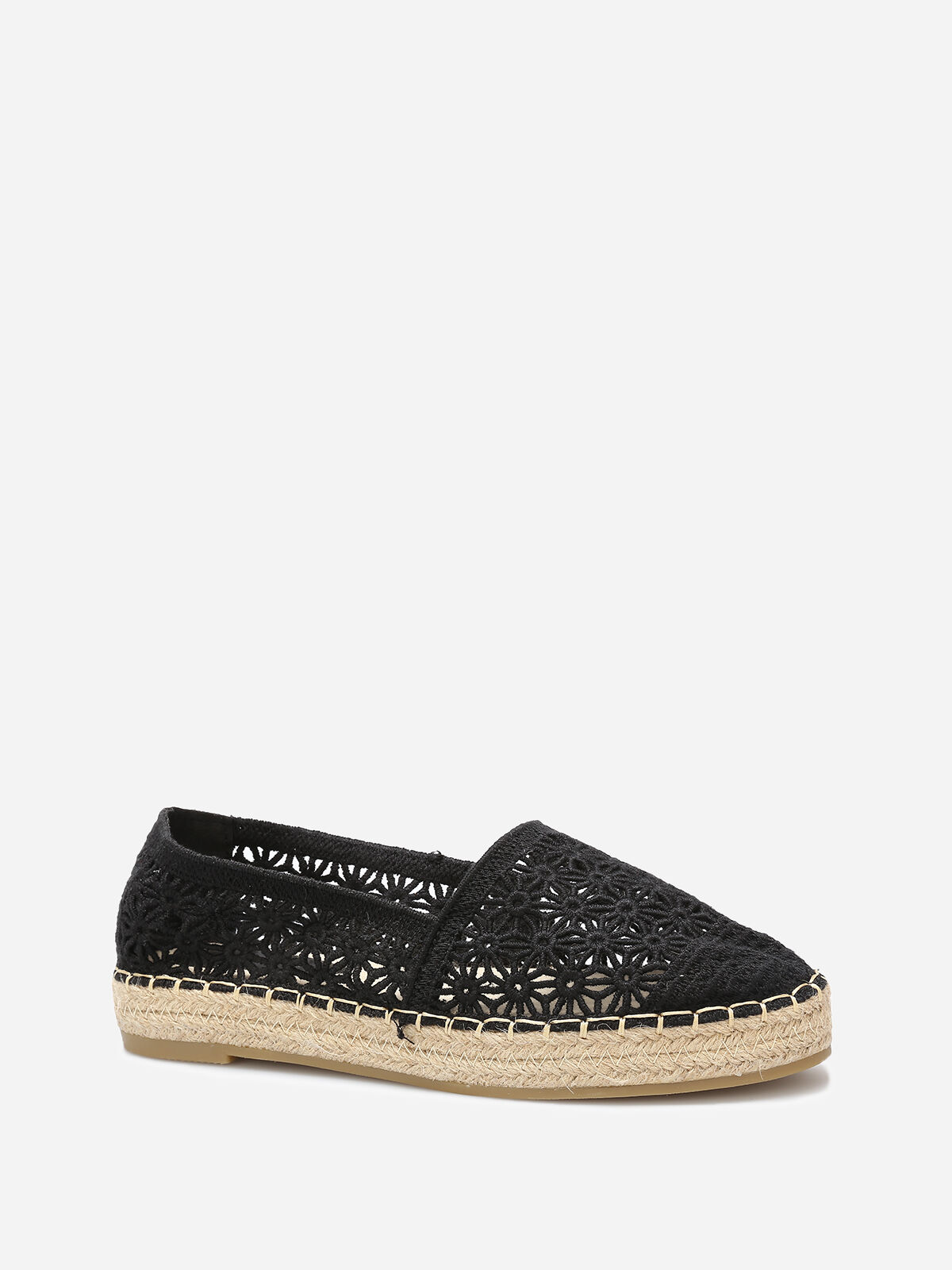 Espadrilles en broderie anglaise- Noir