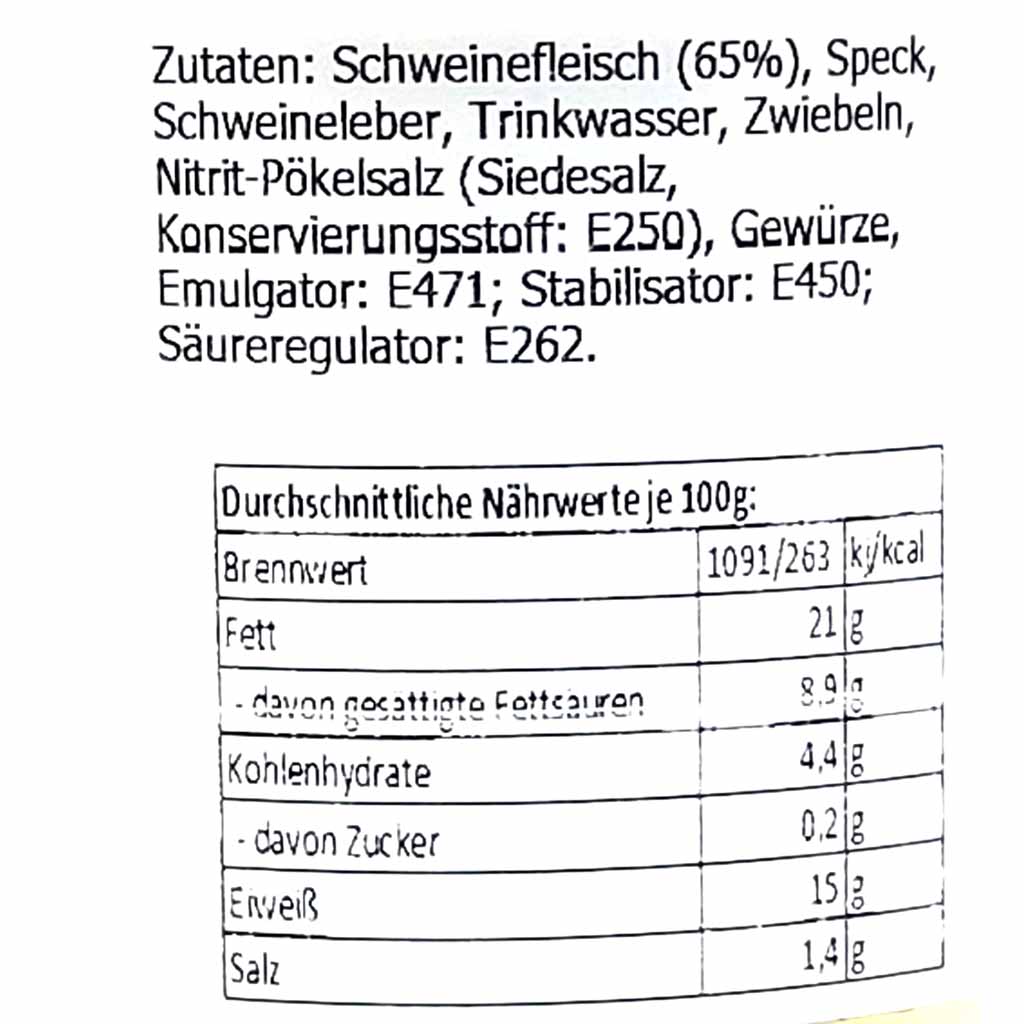 Grasmehr Hausmacher Leberwurst 200g MHD:17.12.25