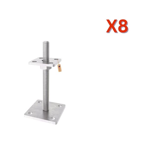 Søylesko justerbar med plate, løs mutter M20x100 varmgalvanisert, 8 stk