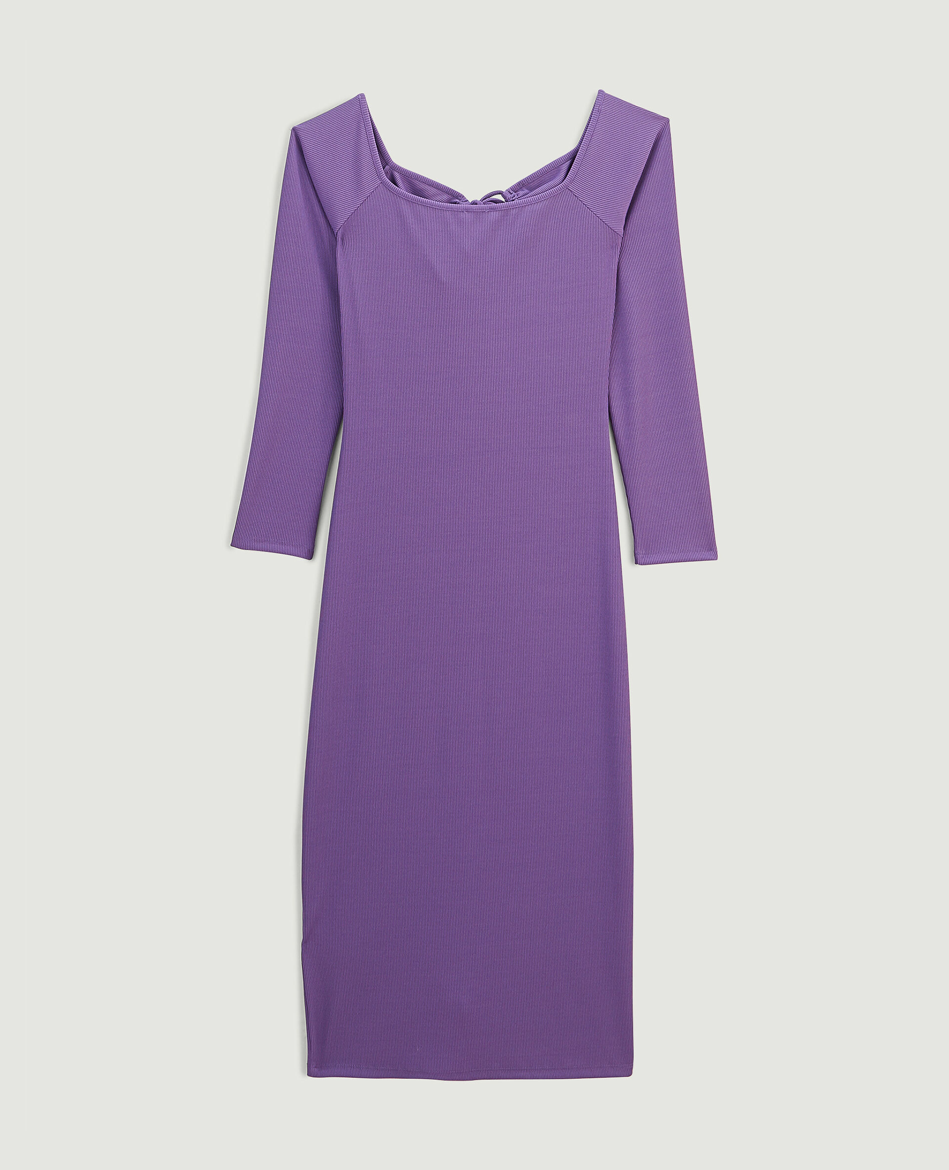 Robe longue en maille côtelée - Violet