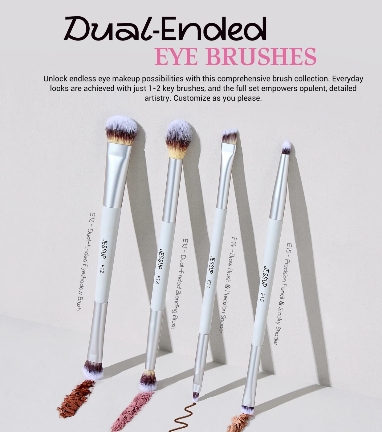 Jessup Beauty - *Innovation in Hand, Beauty in Heart* - Conjunto de 7 pincéis duplos - Quiet Gray