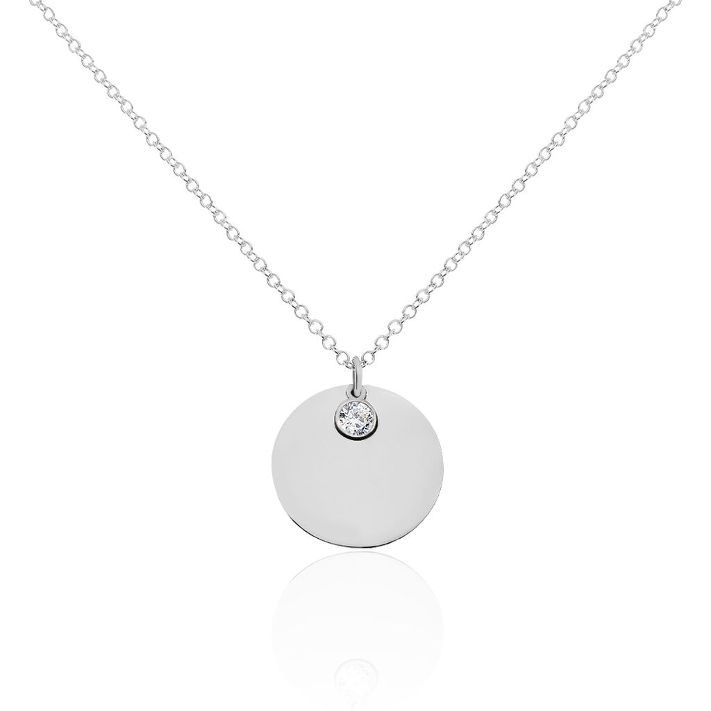 Collier Sautoir Paula Argent Blanc Oxyde De Zirconium