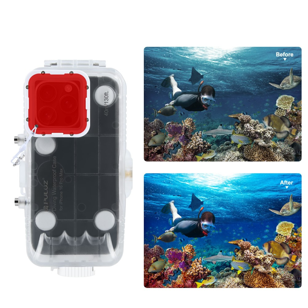 iPhone 16 Pro Max Unterwasser Case Hülle Taucher Schutzgehäuse (IPX8) - Weiss