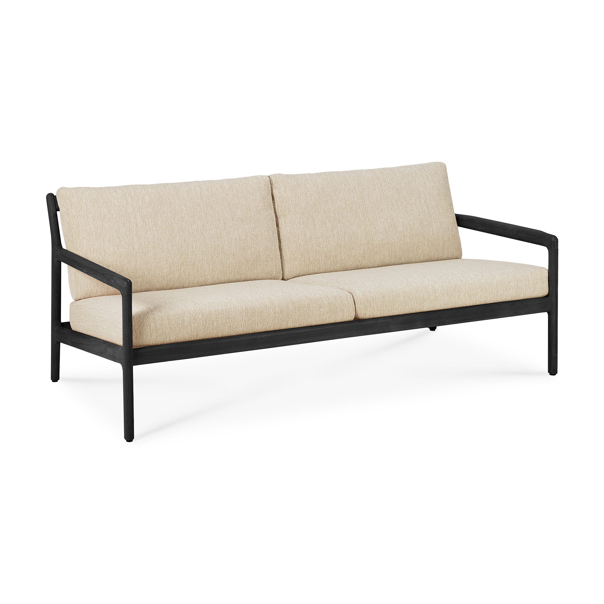 Teak Jack sofa 180cm - zwart - compleet - naturel kussen