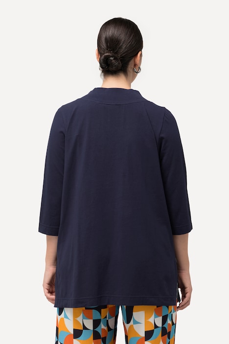 Longshirt, A-Linie, V-Ausschnitt, 3/4-Arm