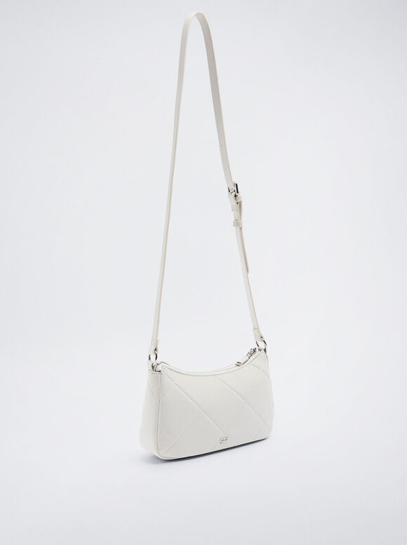 Bolsa de ombro acolchoada com corrente - Off-White