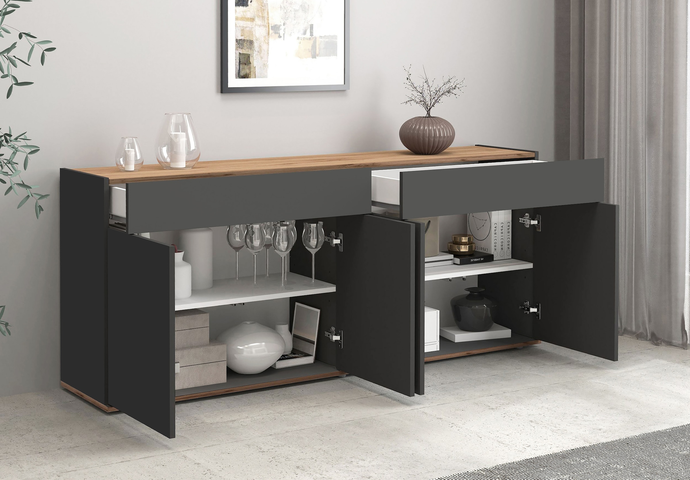 INOSIGN Sideboard »Garda Kommode, Schrank, 4 Türen mit Push-to-Open, Made in Italy« 4 Türen, 2 Schubladen, grifflos  Breite 160,1 cm