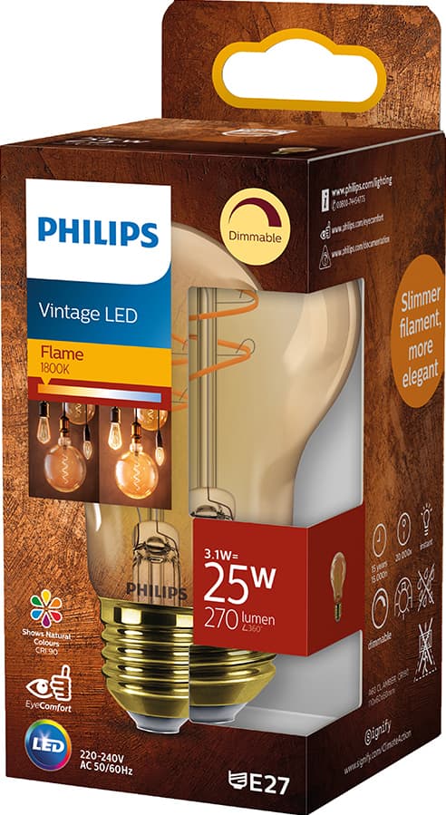 Philips LED pære 3.1W, E27